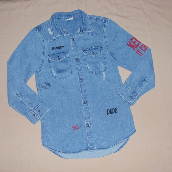 boys denim button up